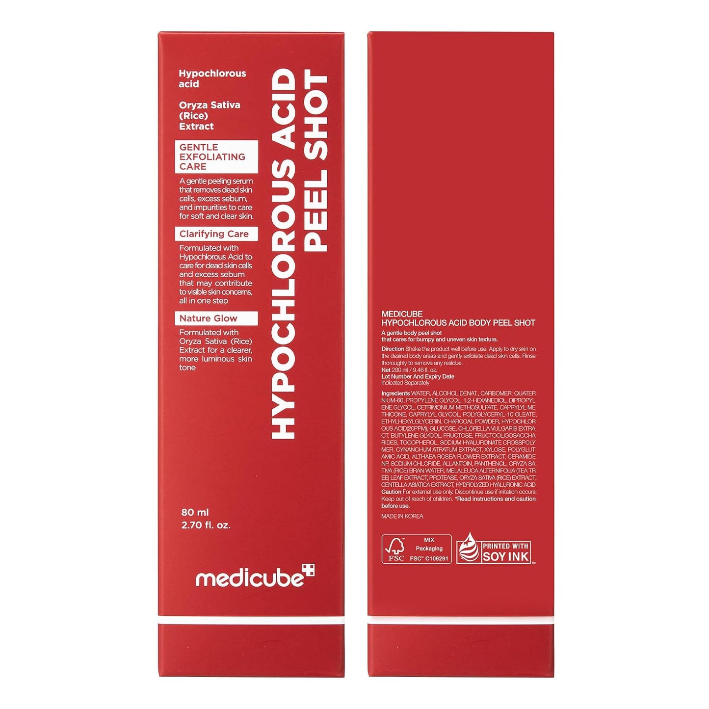 medicube Body Peel Shot with Kojic Acid and Turmeric | Gentle Body Brightening & Exfoliating Serum with BHA, LHA & PHA for Dead Skin Cells, Uneven Looking Skin & Excess Sebum | 9.46 fl.oz