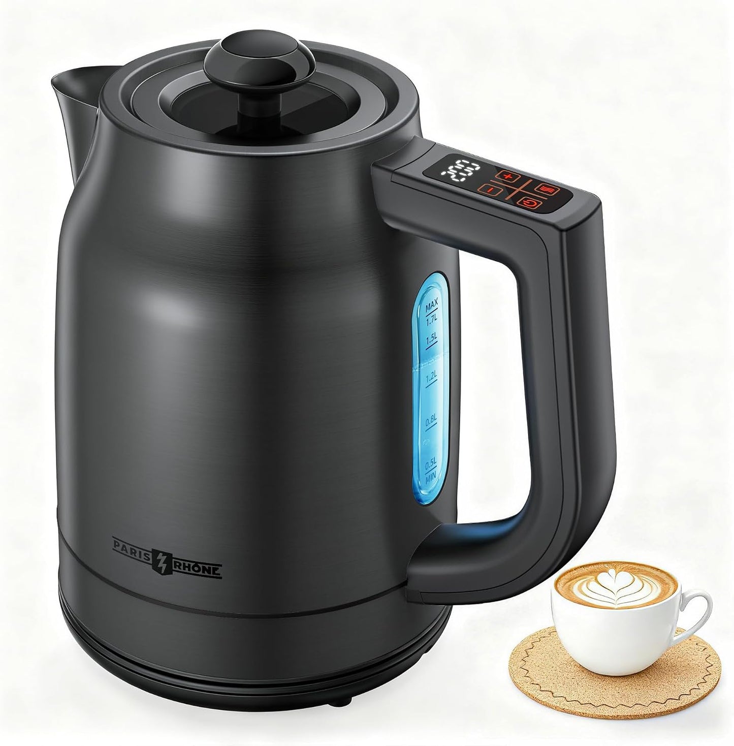 1.7L Electric Glass Kettle with Variable Temperature Control, 1500W Fast Heating Water Boiler, 13 Temperature Presets, Keep Warm Function, Auto Shut-Off Safety Protection, LED Touch Panel, 120V
