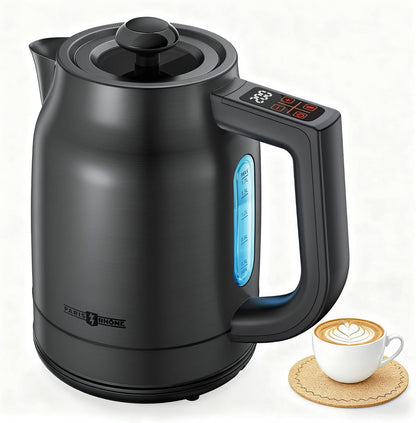 1.7L Electric Glass Kettle with Variable Temperature Control, 1500W Fast Heating Water Boiler, 13 Temperature Presets, Keep Warm Function, Auto Shut-Off Safety Protection, LED Touch Panel, 120V