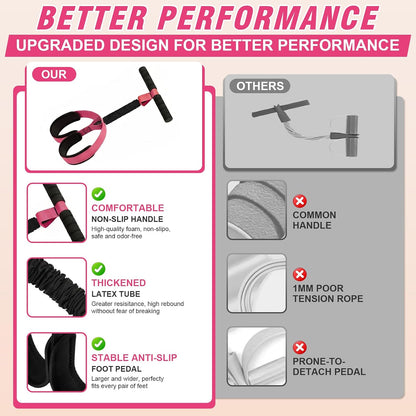 Pedal Resistance Band with Handles for Women, 55LBS Exercise Bands, Thickened Latex Tube, Non-Slip Foot Pedal, Full Body Workout Equipment for Abs/Core/Waist/Leg/Glutes/Arm Strength Training