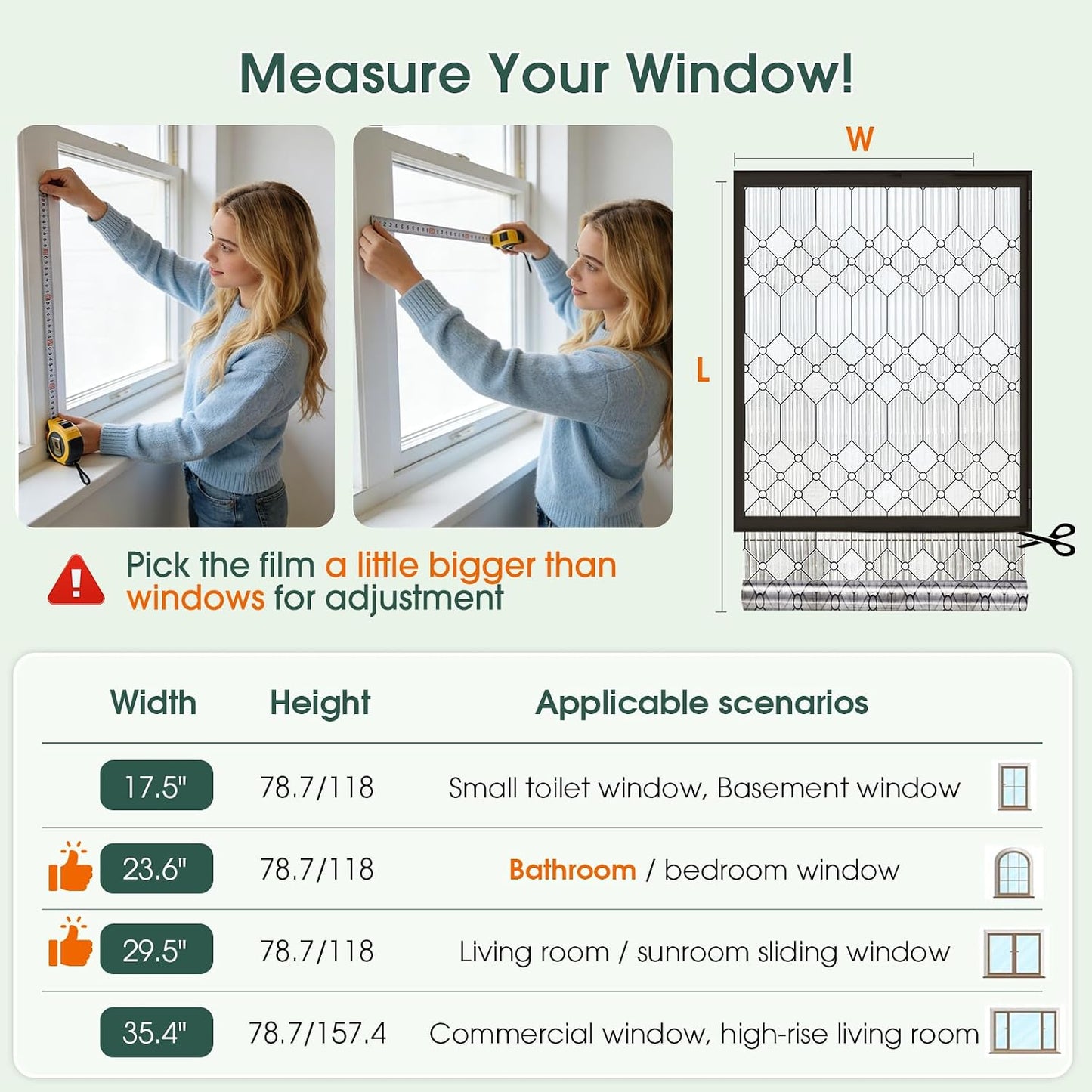 Coavas Blackout Window Film, 100% Light Blocking Privacy Window Film, No Glue Static Cling, Heat & UV Blocking, Removable Room Darkening Window Cover, Renter Friendly for Bedroom, 17.5x78.7Inch,Black