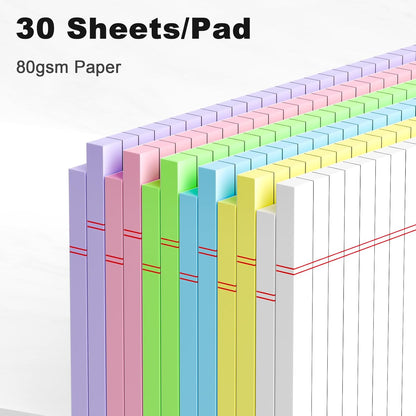 5pcs Small Note Pads 5x8 Notebook College Ruled Legal Pads Color Notepads 5 Pack Study Back Writing Pads 5 x 8 Perforated Narrow Ruled Pads of Paper for School & Office Supplies 30 Sheets/Pack