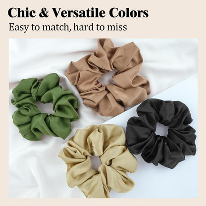 100% Mulberry Silk Scrunchies for Women, Oversized XL Hair Tie for Sleeping, Curly Thick or Thin Hair, No Damage Soft Silk Hair Accessory