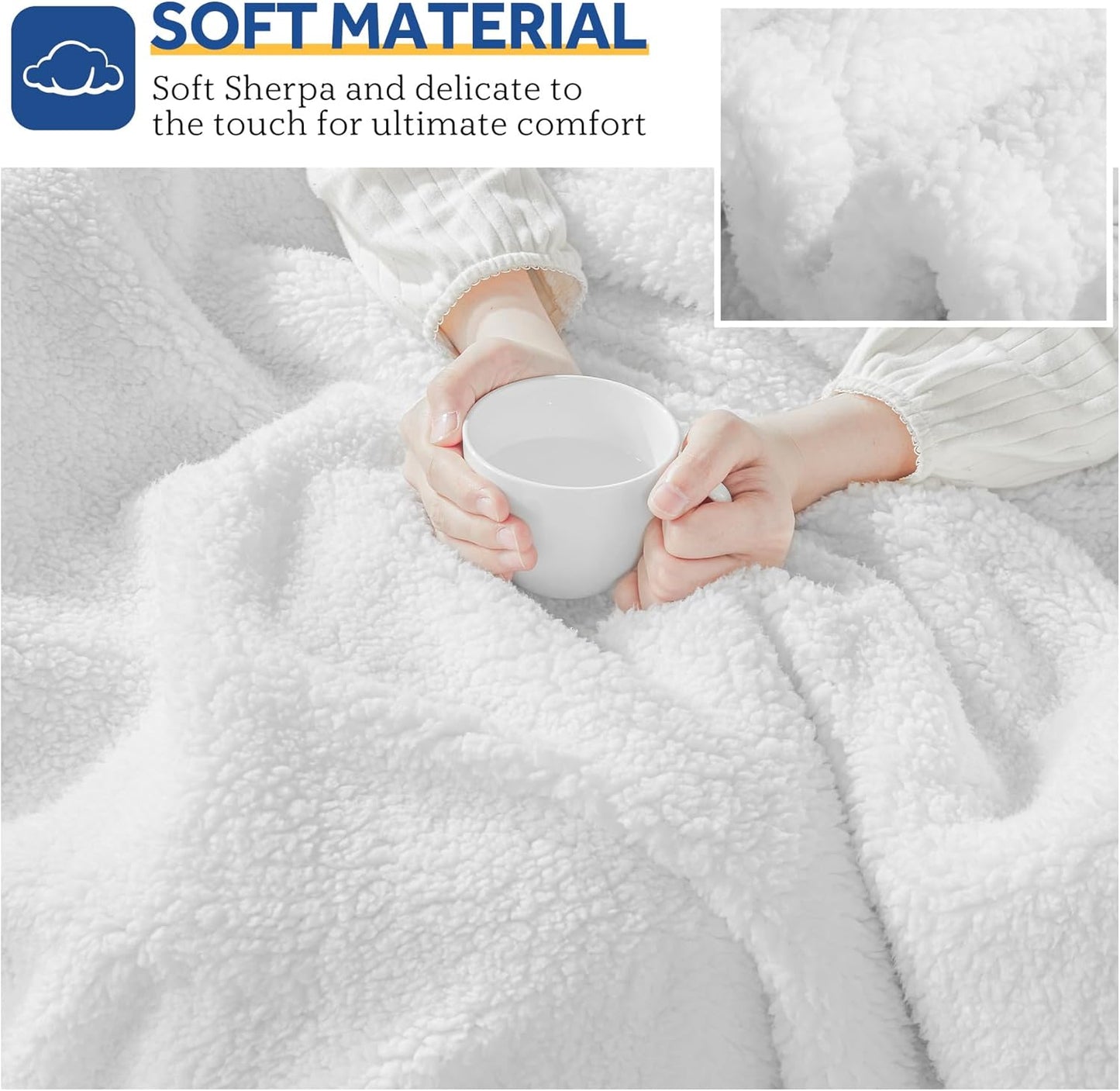 Sealy Electric Blanket Heated Throw 50"x60" Soft Double Sherpa Super Cozy with 6 Fast Heating Levels & 2-10 Hours Auto-Off, Over-Heat Protection, Machine Washable, Charcoal
