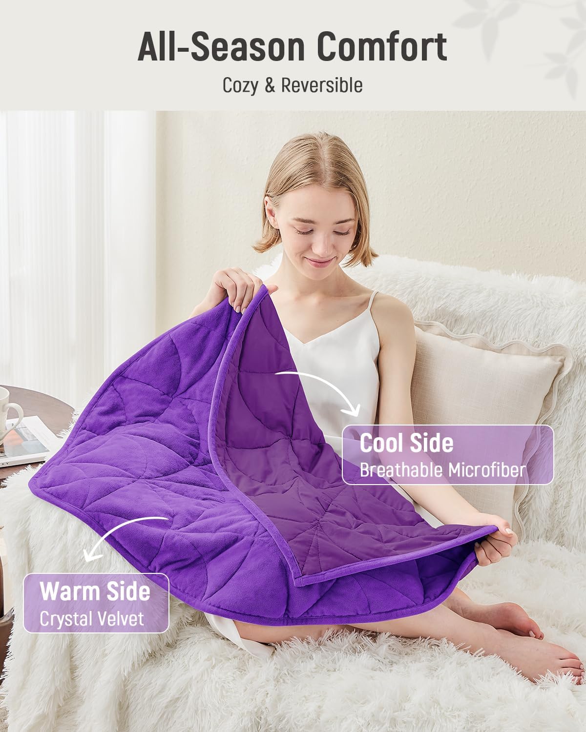 Weighted Lap Blanket 7 lbs for Adults, Luxury Soft Small Weighted Blanket, Compact Portable Weighted Lap Pad for Relaxation, Sleeping, Travel, All-Season Use, Forest Green, 40" x 52"