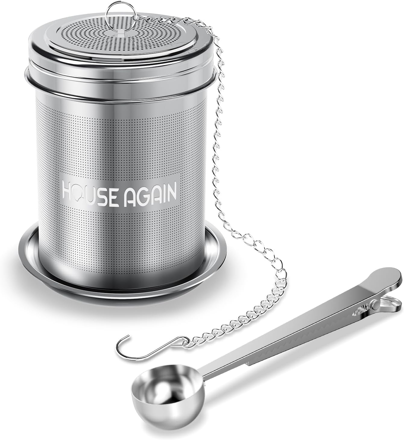 House Again 2 Pack Tea Infuser, Extra Fine Mesh Tea Infusers for Loose Tea, 18/8 Stainless Steel Tea Strainer with Extended Chain Hook, Tea Steeper for Brew Tea, Spices & Seasonings
