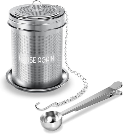 House Again 2 Pack Tea Infuser, Extra Fine Mesh Tea Infusers for Loose Tea, 18/8 Stainless Steel Tea Strainer with Extended Chain Hook, Tea Steeper for Brew Tea, Spices & Seasonings