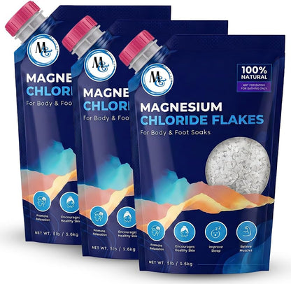 Dead Sea Magnesium Flakes Bath Salts for Soaking & Foot Soak - Natural Pure Chloride Supplement - Unscented Epsom Salt Alternative - Muscle Relief, Skin Nourishing & Better Sleep