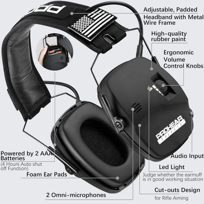 PROHEAR Electronic Ear Protection for Shooting with 4X Sound Amplification, Gun Range Hearing Protection Muffs, NRR 23dB Noise Reduction Headphones for Hunting, Green