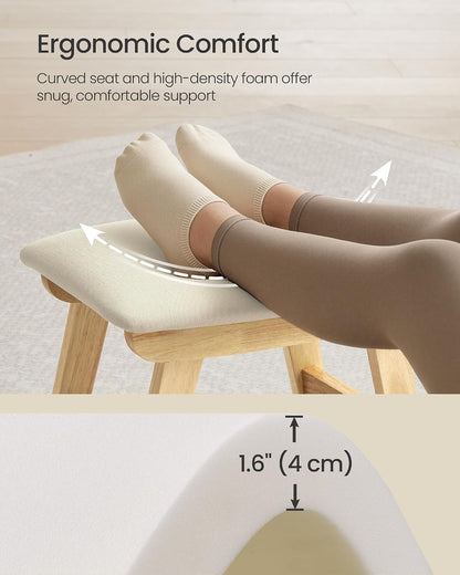 SONGMICS Foot Stool Ottoman, Padded Foot Rest Under Desk with Solid Wood Frame, Removable Cover, for Living Room, 9.8 x 15.4 x 11.8 Inches, Summer Sand and Brown ULSF052LF01