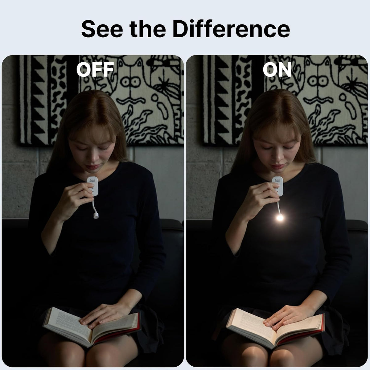 Clip-On Light for Clothes with Portable Case – Book Light, USB Rechargeable LED Lamp for Reading in Bed, Eye-Friendly 3 Color Modes, 3-Level Dimming