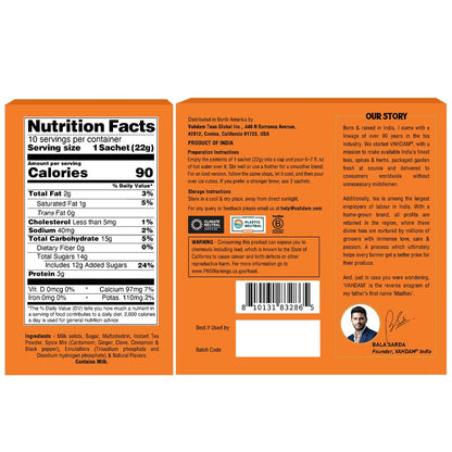 VAHDAM Instant Chai Latte(7.7oz|10 Sachets) Authentic Indian Chai Tea