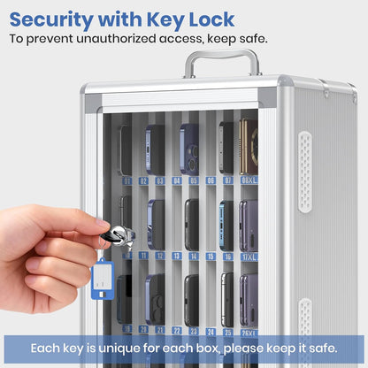 36 Slots Cell Phone Locker for Classroom, Portable Mobile Phone Storage Box with 【2 Different Size Slots】, Phone Lock Box Wall Mounted (Black)