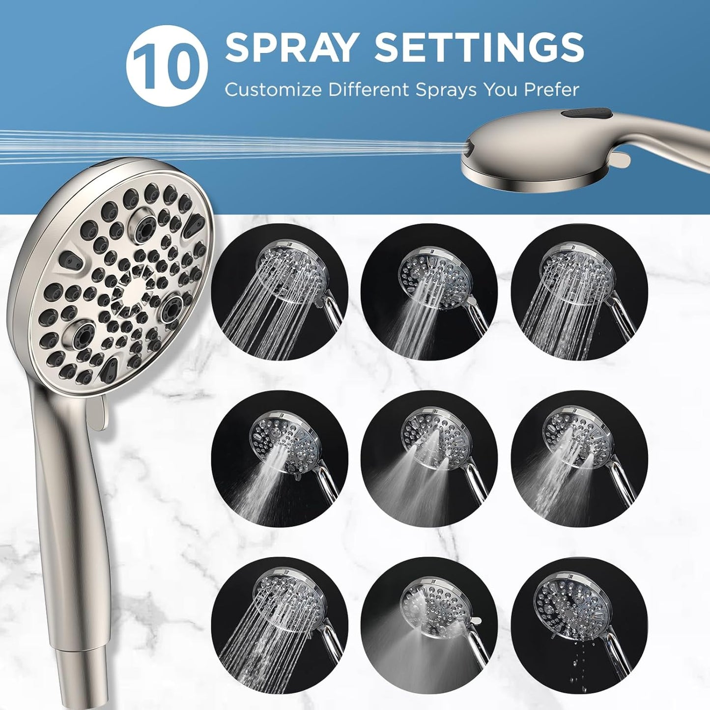 MakeFit Dual Filtered Rain Shower Head Combo, High Pressure Handheld Shower Head with Adjustable Bar - Rainfall Shower Head And Showerhead with Filter for Hard Water - Removes Chlorine