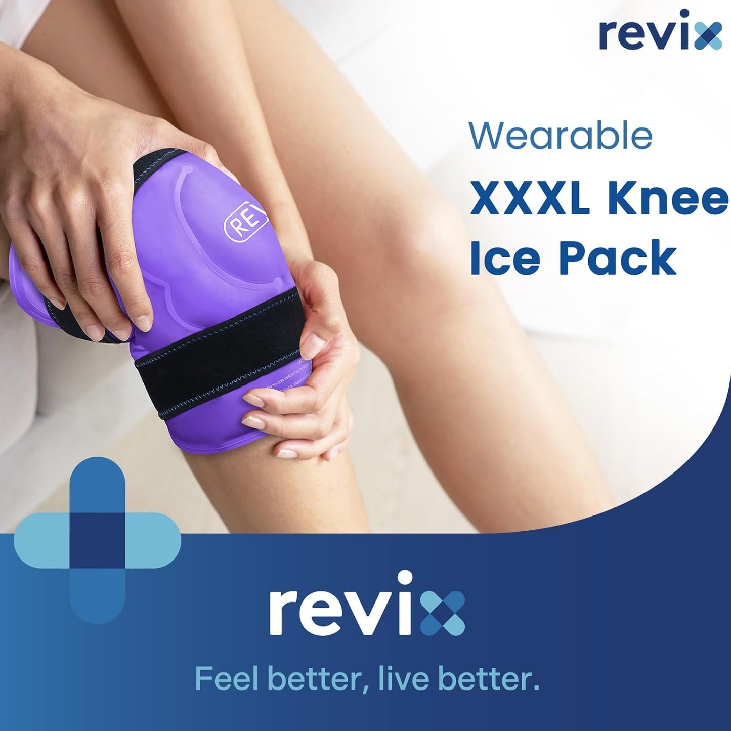 REVIX 20‘’ XXXL Knee Ice Pack Wrap Around Entire Knee, Extra Large Ice Pack for Knee Meniscus Tear and Arthritis, Cold Compress Therapy, Reusable Ice Wraps for Back, Shoulder, Post-Workout Recovery