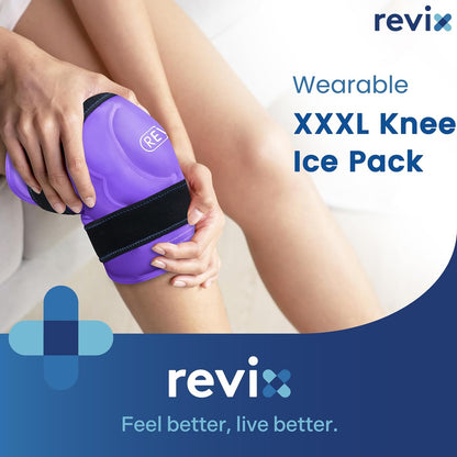 REVIX 20‘’ XXXL Knee Ice Pack Wrap Around Entire Knee, Extra Large Ice Pack for Knee Meniscus Tear and Arthritis, Cold Compress Therapy, Reusable Ice Wraps for Back, Shoulder, Post-Workout Recovery