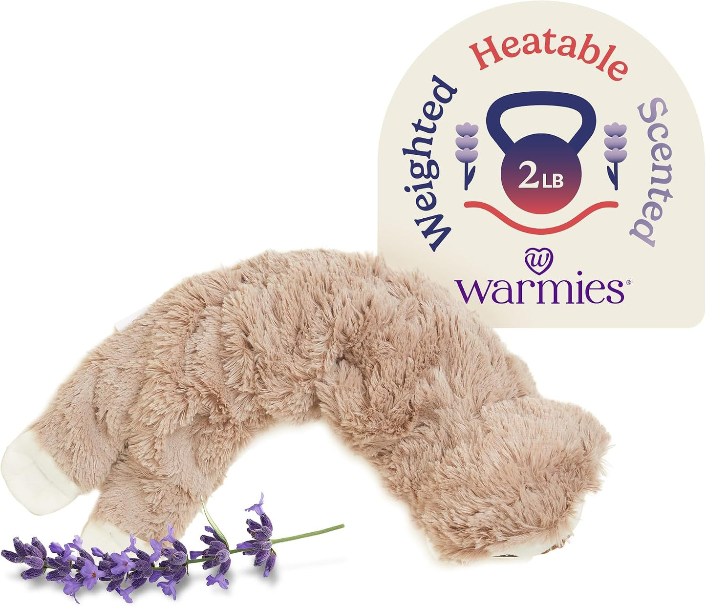 warmies Microwavable Neck & Shoulder Wrap - Soothing Microwavable Heat Relief - Warm Compress & Cooling Wrap - Lavender Weighted Neck Warmer for Aches & Pain - Brown, Lavender Scent