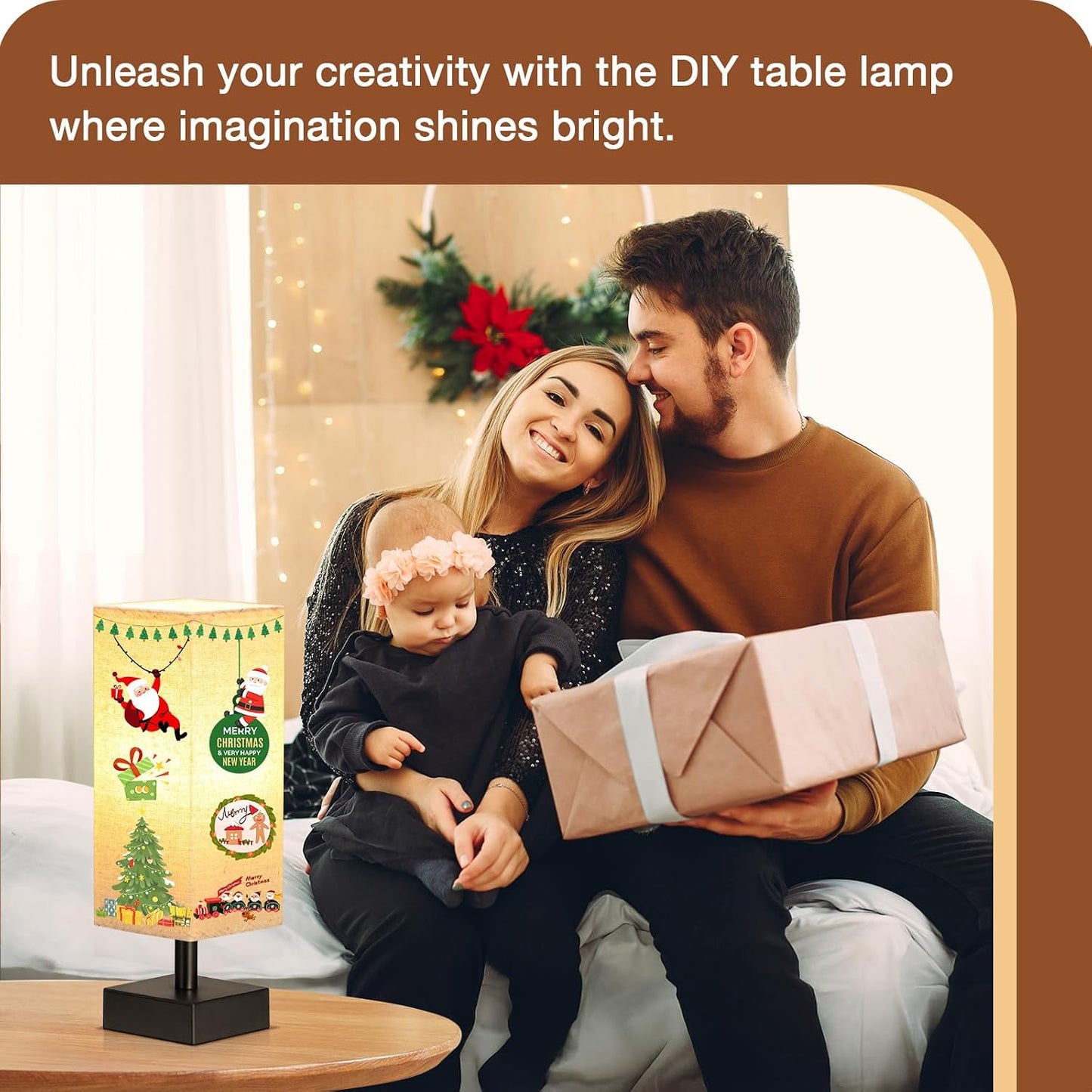 aooshine Small Table Lamp for Bedroom - Bedside Lamps for Nightstand, Minimalist Night Stand Light Lamp with Square Fabric Shade, Desk Reading Lamp for Kids Room Living Room Office Dorm