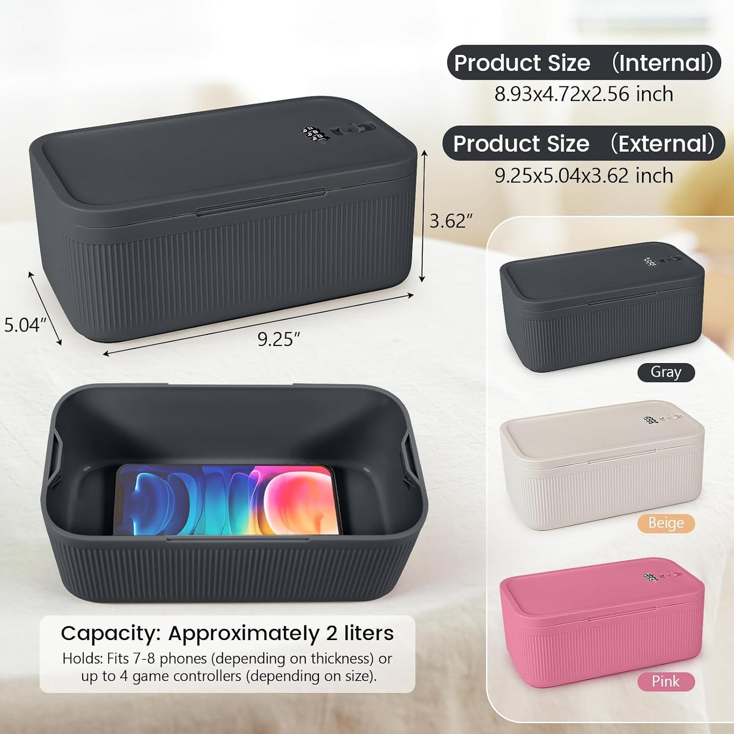 Small Lock Box, Lockable Storage Box with Combination Code for Medication Safe, Medicine Lock Box for Pills/First Aid Kits/Food/Snack Phone Jail, Locked Container for Home/Fridge/Office/School (Pink)