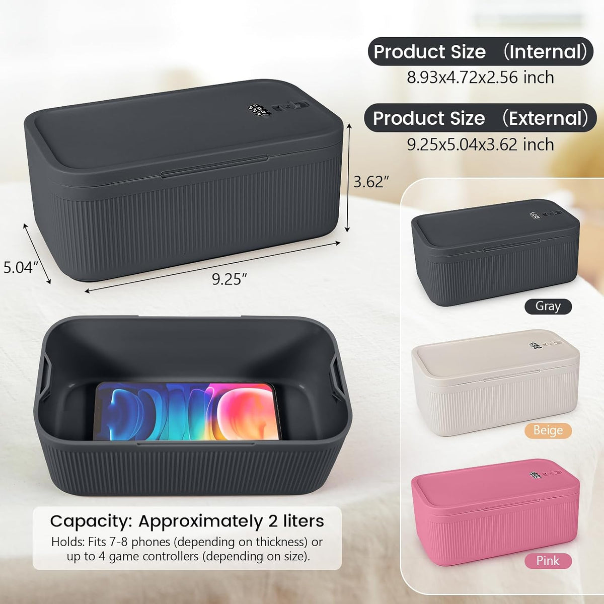 Small Lock Box, Lockable Storage Box with Combination Code for Medication Safe, Medicine Lock Box for Pills/First Aid Kits/Food/Snack Phone Jail, Locked Container for Home/Fridge/Office/School (Pink)