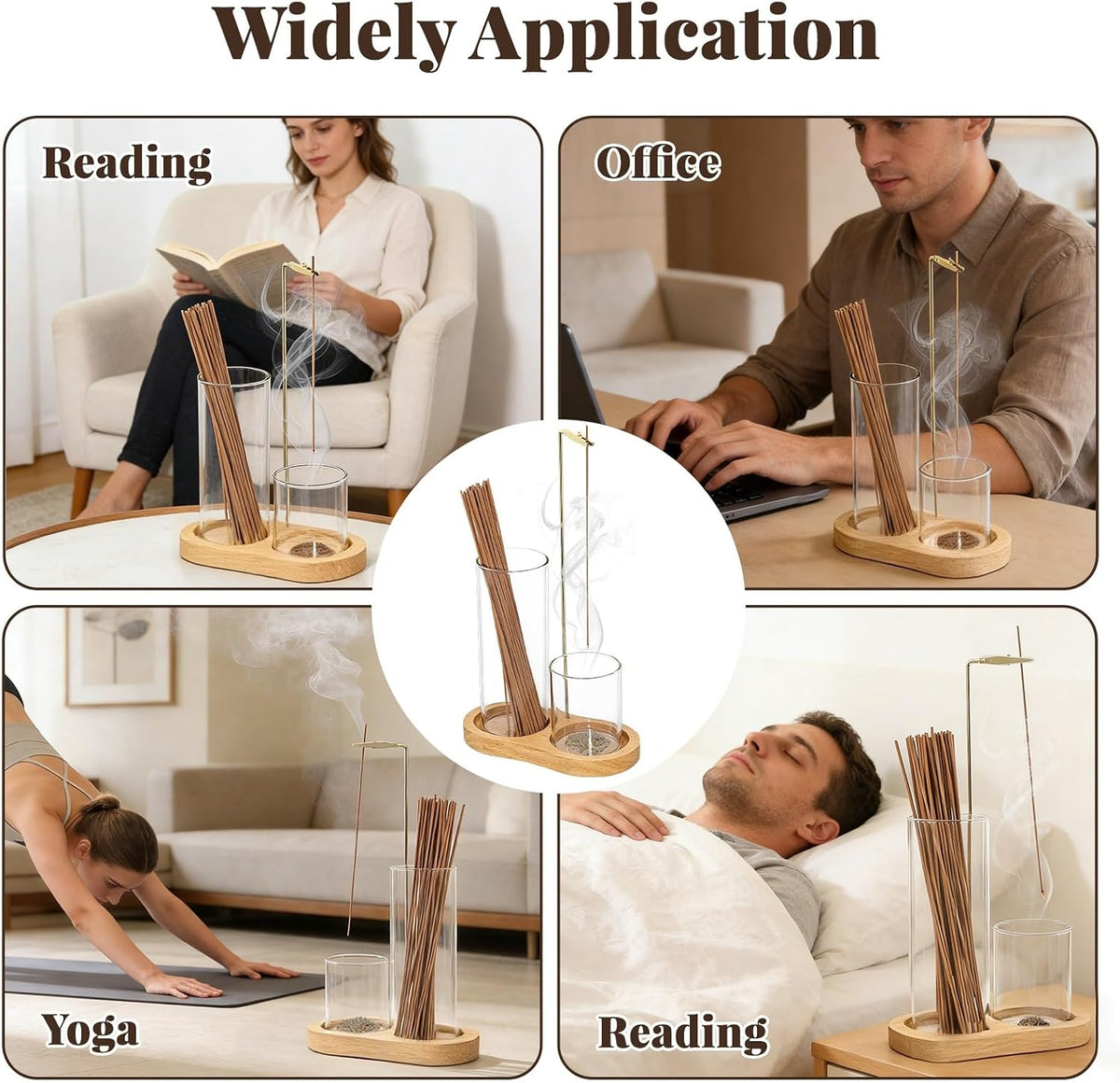 2-in-1 Glass Incense Holder with Ash Collector and Incense Stick Storage Upside Down Hanging Incense Holder, Anti-Splashing Design, Perfect for Meditation, Yoga, Spa, and Home Decoration