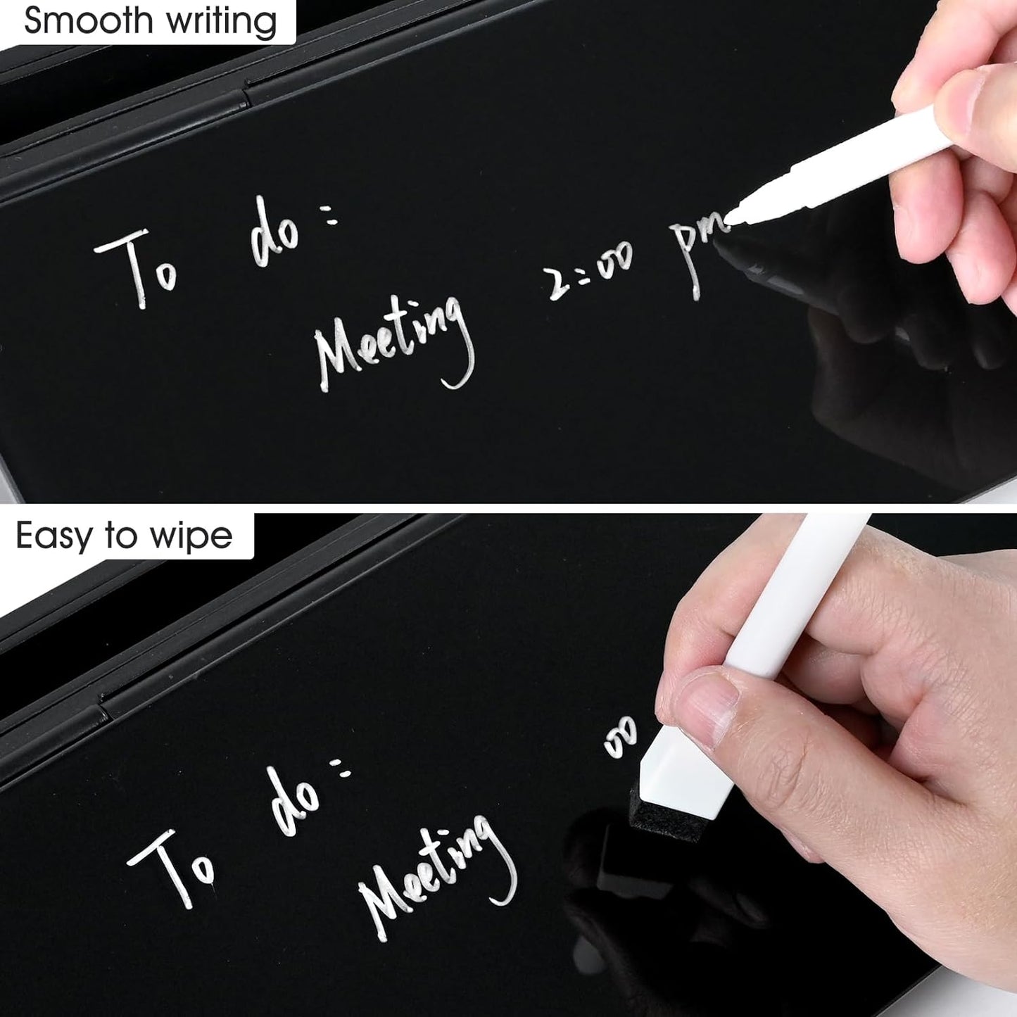 Varhomax Glass Weekly Dry Erase Desk White Board, Desktop to Do List Planner Whiteboard Calendar with Storage Caddy Memo for Home and Office, White