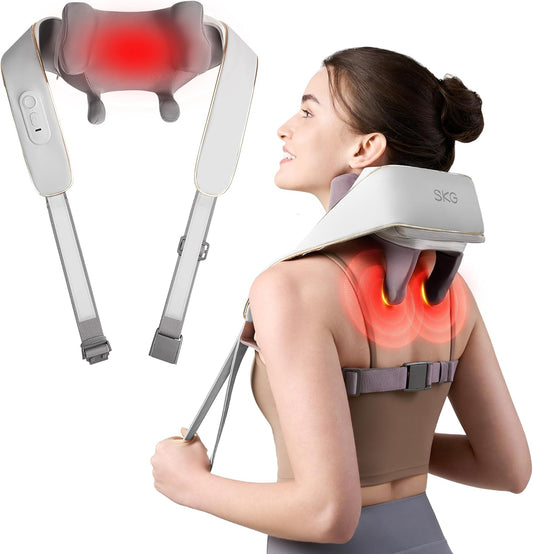 SKG H5mini Neck and Traps Massager with Heat for Deep Tissue Relief, Birthday Gifts for Women Men, 6D Hand Kneading, Cordless Neck and Shoulder Massager, Hands-Free Wireless for Men and Women