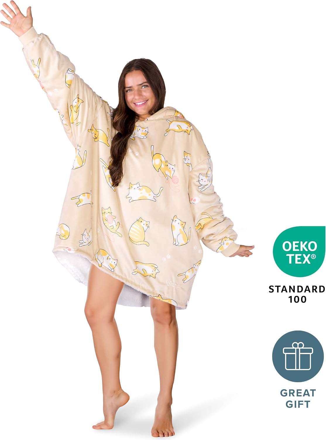 Bare Home Wearable Blanket Hoodie - Soft Plush Sherpa - Warm and Cozy - Oversized Wearable Blanket