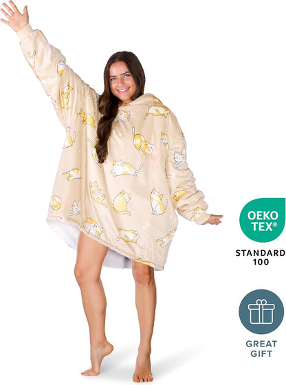 Bare Home Wearable Blanket Hoodie - Soft Plush Sherpa - Warm and Cozy - Oversized Wearable Blanket