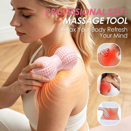 Hard Peanut Massage Ball - Dual Lacrosse Ball for Myofascial Release,Yoga & Deep Tissue Massage,Plantar Fasciitis and Acupoint Pressure Relief - Muscle Relaxer