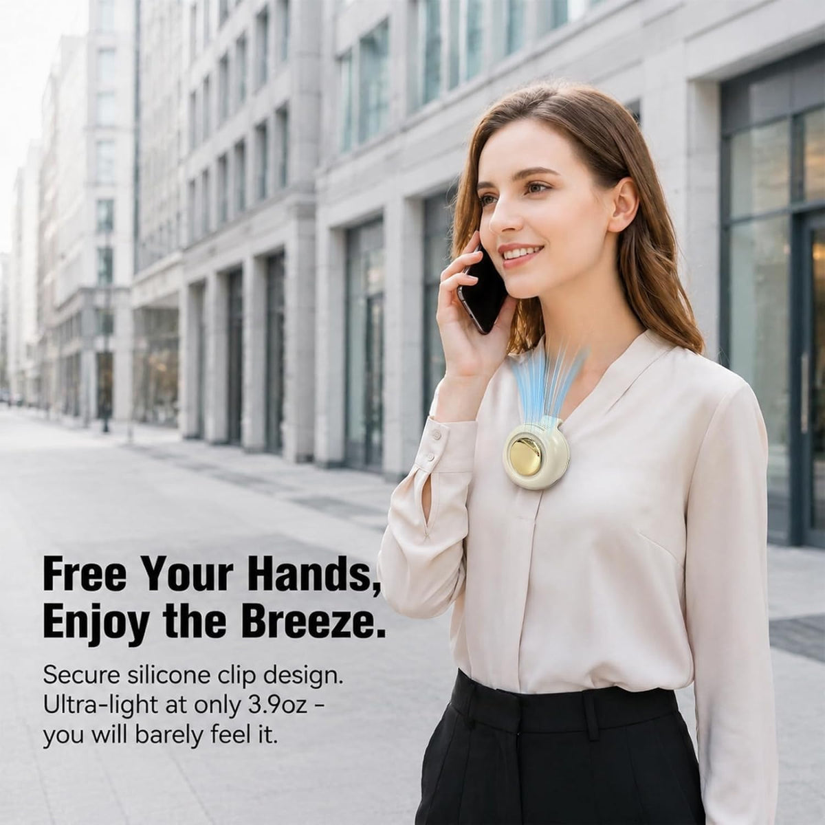 Portable Clip-On Fan, Mini Bladeless Waist Fan, 5100RPM 25dB Ultra-Quiet 3-Speed Rechargeable Small Whirlwind Fan, Hands-Free Personal Cooling for Outdoor Travel Office Camping with USB-C