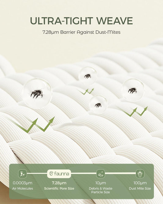 FAUNNA 100% Cotton Pillow Protectors, 600 Thread Count, Standard, 4 Pack