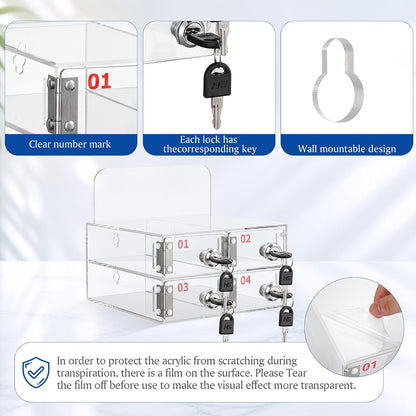 Threan 12 Slot Cell Phone Storage Box, Acrylic Clear Cell Phone Storage Cabinet Wall Mounted with Door, Locks and Keys for Office School Factory