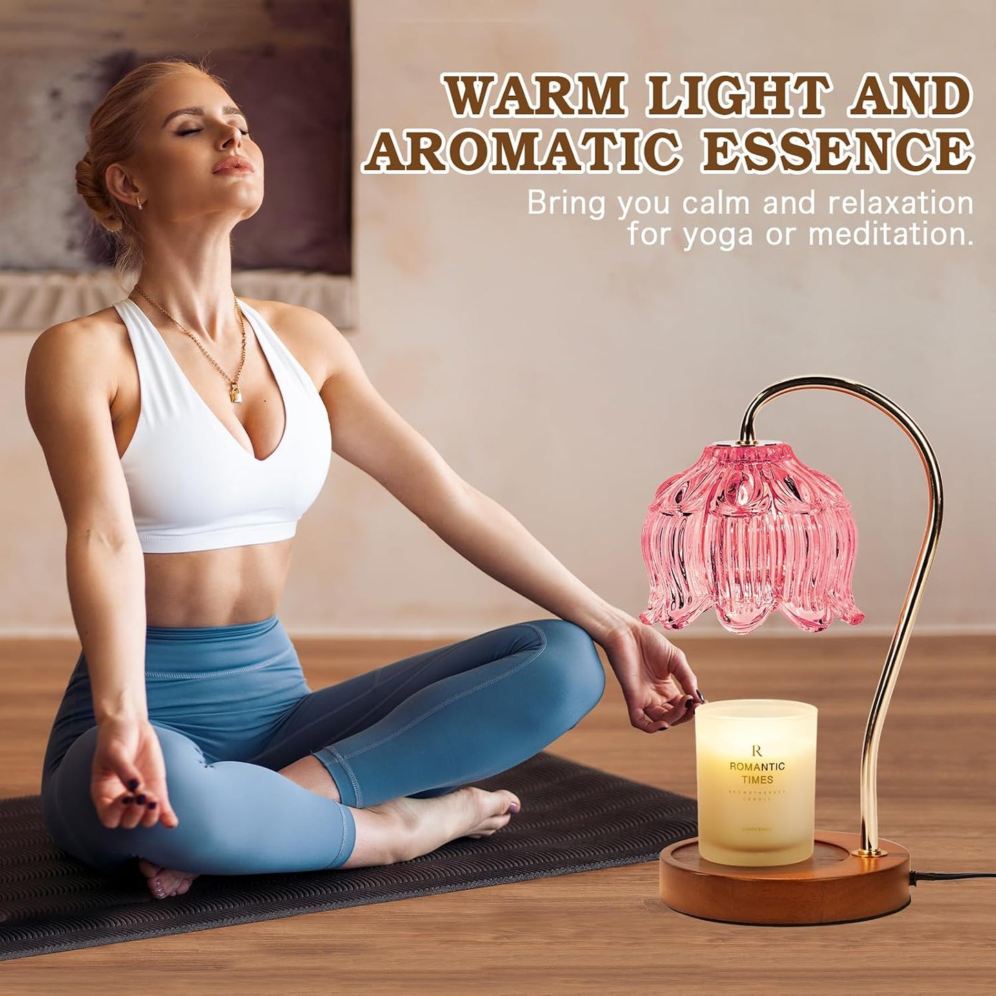 Funistree Flower Candle Warmer Lamp with Timer, Dimmable Candle Lamp Warmer, Christmas Birthday Gifts for Women Mom Her, Housewarming Home Decor, Lotus Wax Warmer for Yankee Candles - Lily Amber