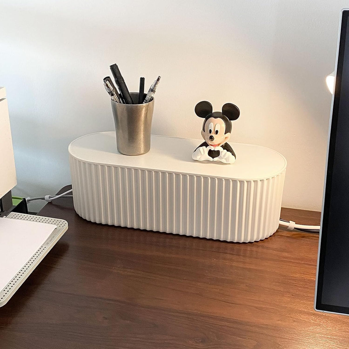 White Cable Box Organizer, Small, Plastic