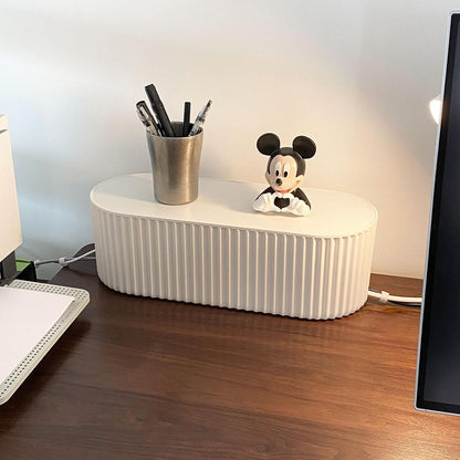 White Cable Box Organizer, Small, Plastic