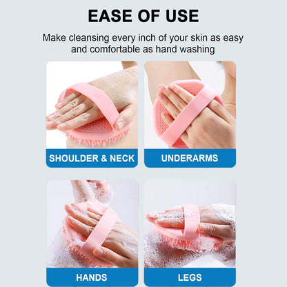 Silicone Body Scrubber – Dual-Sided Silicone Loofah for Shower, Set of 2 Soft Exfoliating Body Bath Shower Scrubber Loofah Brush Easy-to-Clean for Sensitive Kids Women Men All Kinds of Skin