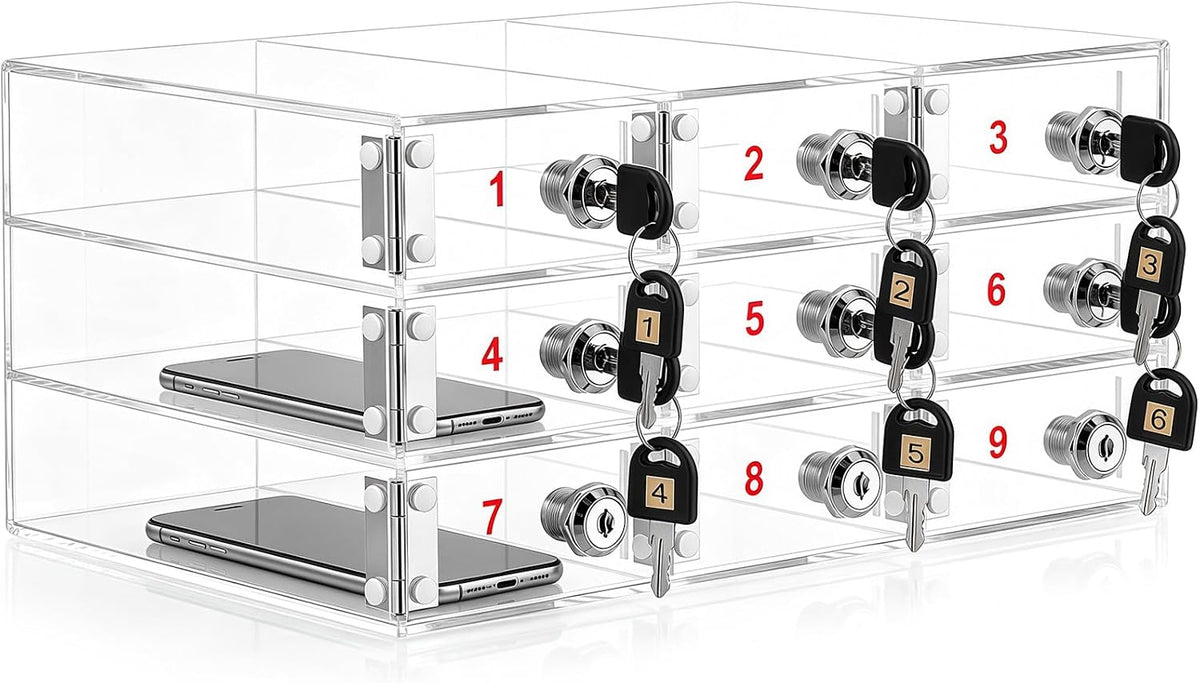 Layhit 20 Slots Cell Phone Locker Box for Classroom, Back to School, Clear
