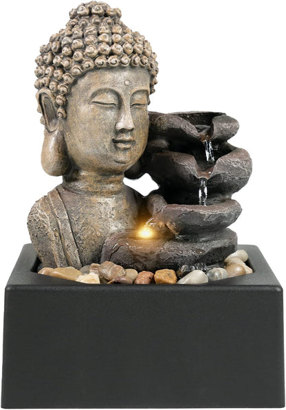 Ferrisland Resin LED Indoor Water Fountains | Ferrisland Indoor Tabletop Resin Water Fountain, Relaxation Fengshui Home Decor with LED Office Bedroom House Warming Gift