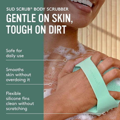 Sud Scrub® Antimicrobial Silicone Body Scrubber, Exfoliating Body Brush for Sensitive Skin, Antibacterial Shower Scrubber for Body, Bathroom Essentials for Men & Women, Charcoal
