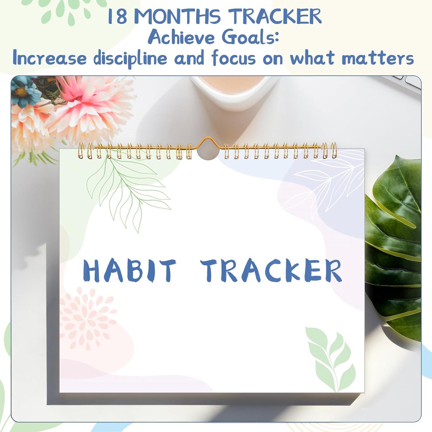 Thboxes Writable Habit Tracker Calendar, Undated 18 Months Daily, Weekly, Monthly Habit Journal with Spiral Planner for Goal Setting, Boost Productivity & Workout Motivation