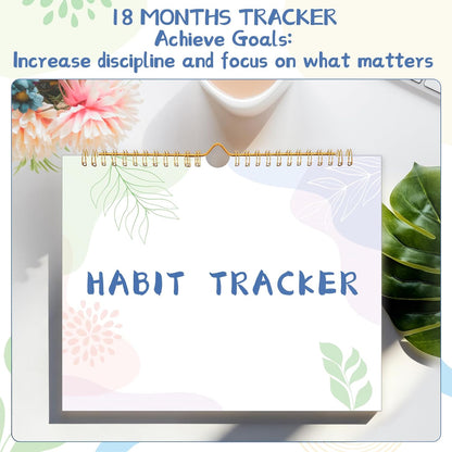 Thboxes Writable Habit Tracker Calendar, Undated 18 Months Daily, Weekly, Monthly Habit Journal with Spiral Planner for Goal Setting, Boost Productivity & Workout Motivation