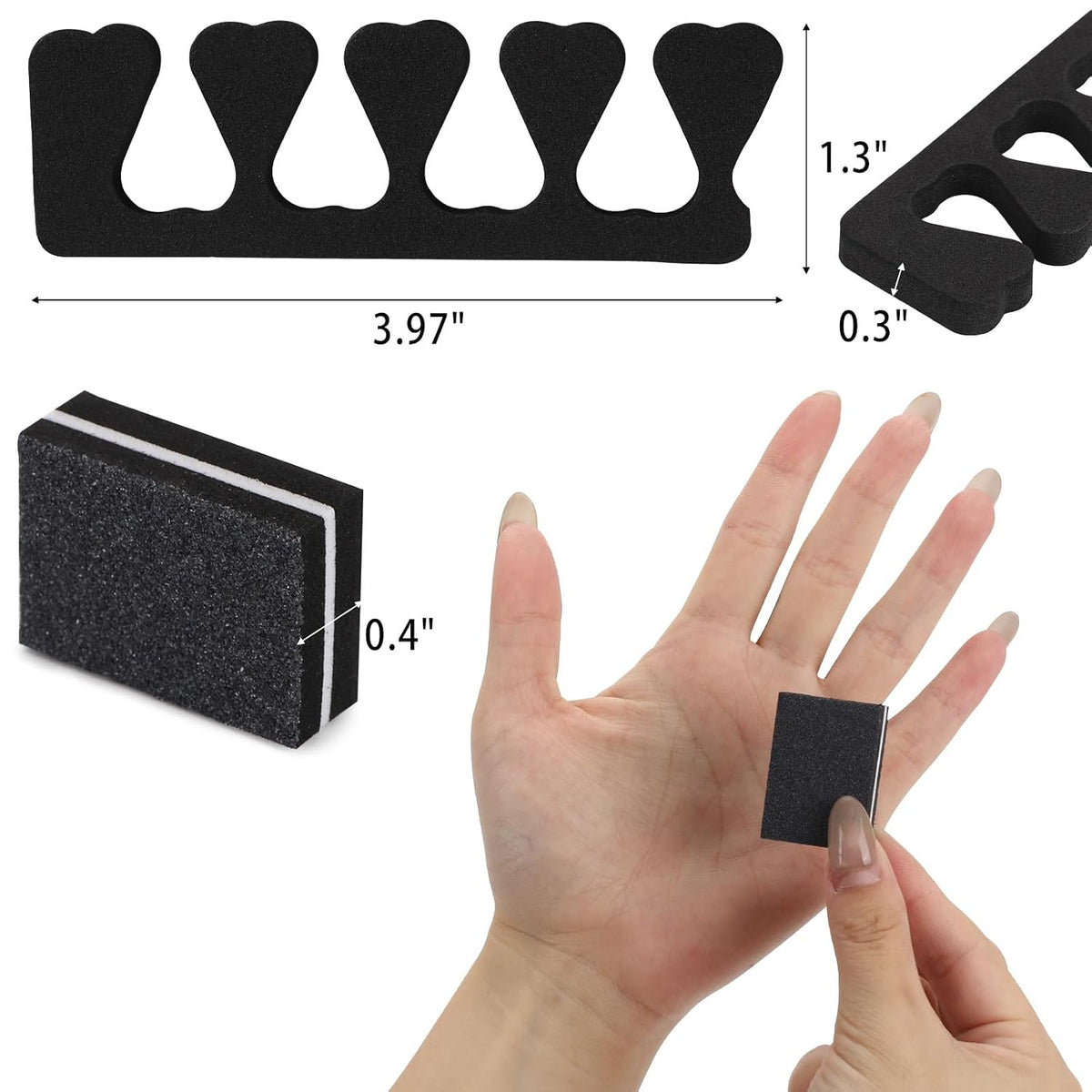 48pcs Sponge Toe Separators Pedicure Set for Nail Polish- Premium Nail Art Painting and Polishing Tool Kit, 4 Funy Color