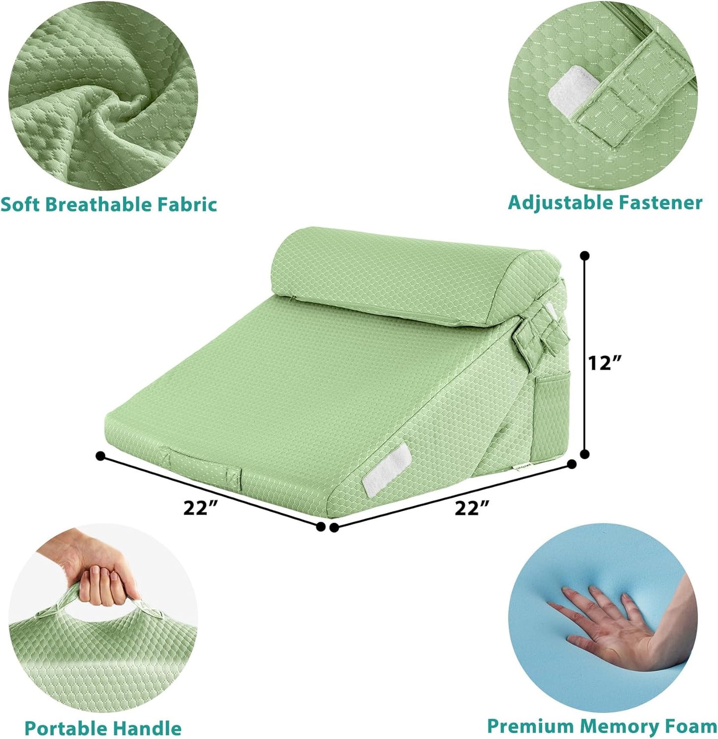 Bedluxe Wedge Pillow Headboard, 3PCS Orthopedic Bed Wedge Pillows Set for After Surgery, Adjustable Pillow Wedge for Acid Reflux&Back Pain Relief, Sleeping, Back Pillow for Bed Sitting Up, White/Grey