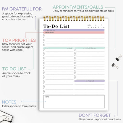 To Do List Notepad，Daily To Do List Notebook, (8.5"x 11") (1, Purple)
