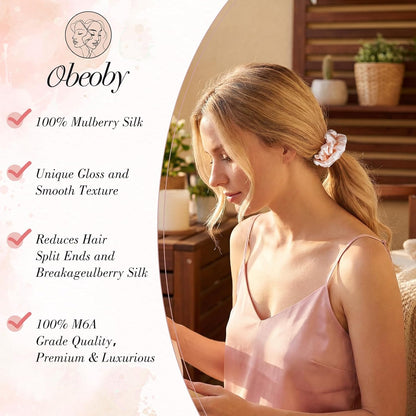 4 Pack 100% Mulberry Silk Scrunchies for Hair Sleep, No Damag Frizz Control Stylish Silk Hair Scrunchies Small Gifts for Women