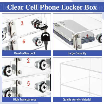 Layhit 20 Slots Cell Phone Locker Box for Classroom, Back to School, Clear