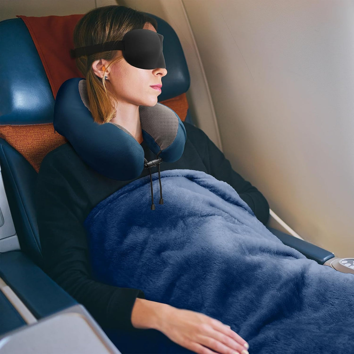 urnexttour Travel Pillow and Blanket Set Neck Pillow Airplane Foam Black