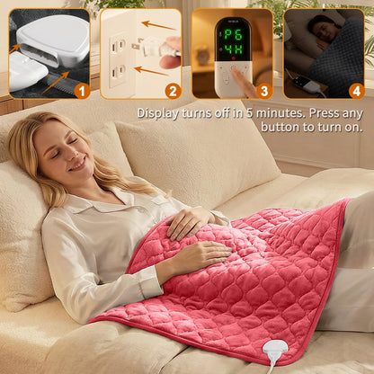 King Size Heating Pad for Back 32"x24" Extra Large Electric Heating Pad for Body Neck Shoulder Auto Shut Off Heat Pad Temperature Settings Machine Washable Gray