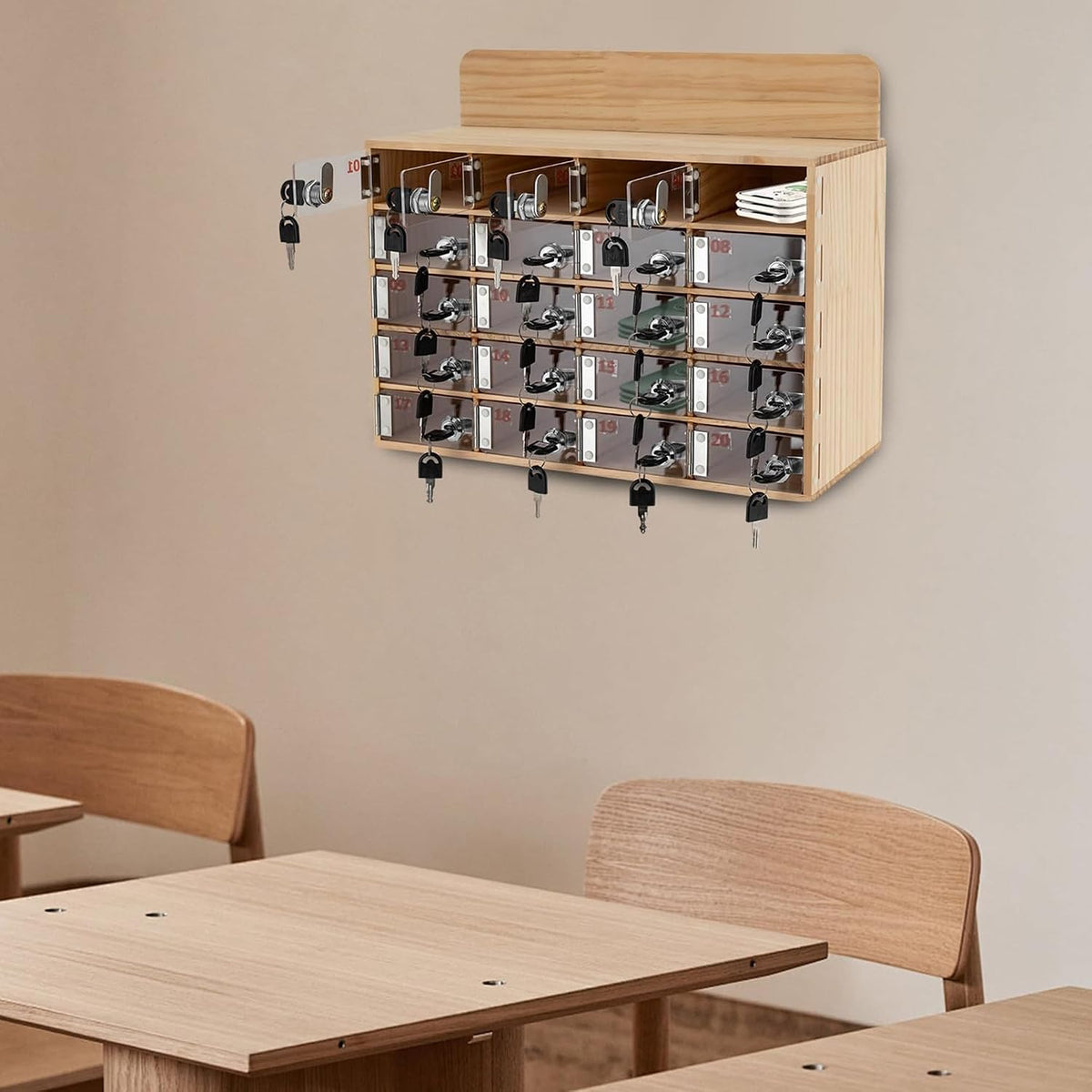 Wooden Phone Charging Stat for Classroom Wall Mounted nizer with 50 Slots Portable Cell Phone Sto Rack for School Office and Home Use